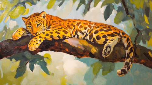 Resting Leopard Painting