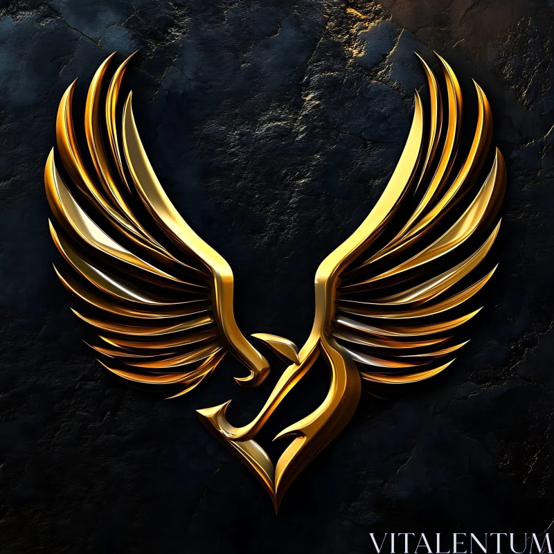AI ART Elegant Golden Wings Symbol Design