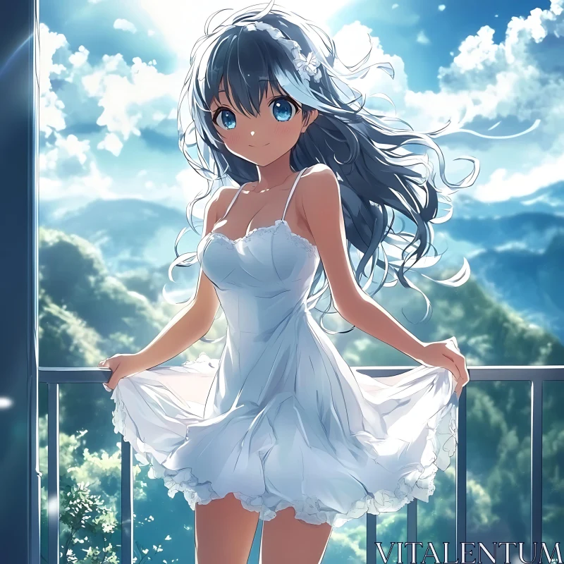 Ethereal Anime Girl in Nature AI Image