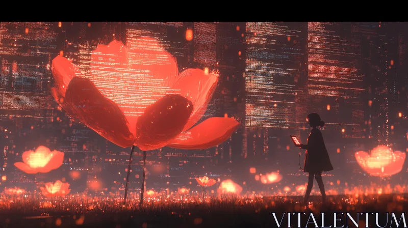 Futuristic Floral Cityscape Art AI Image