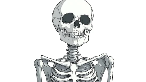 Detailed Skeletal Anatomy Drawing