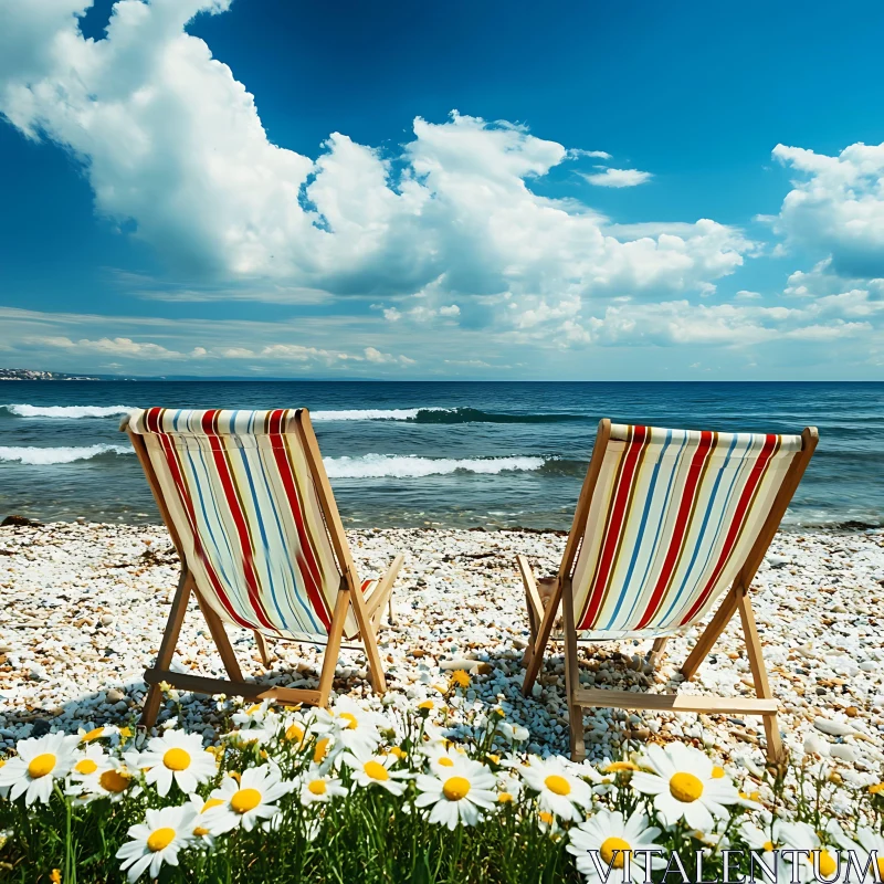 AI ART Seaside Chairs and Flowers