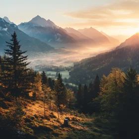 Misty Mountains at Dawn: A Scenic View