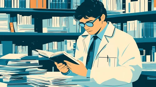 Scientist Reads Book Illustration