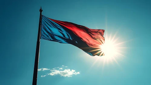 Red and Blue Flag on Sunny Day