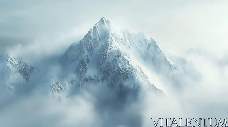 Mountain Peak in the Mist AI Image