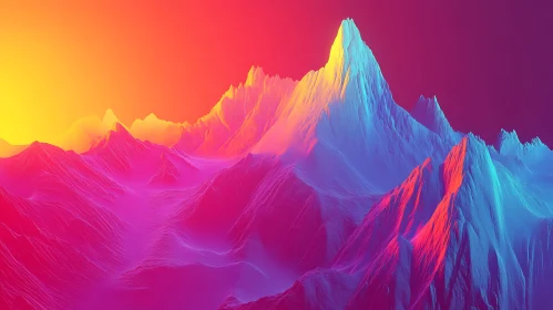 Surreal Mountain Range Color Spectrum