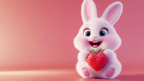 Charming Cartoon Bunny with Red Fruit