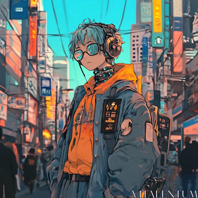 AI ART Neon Cyberpunk Cityscape Portrait