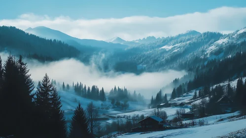 Snowy Mountains and Forest View