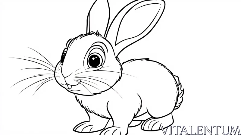 AI ART Monochrome Rabbit Illustration