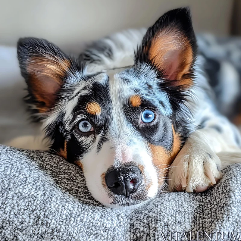 Blue-Eyed Pup Resting AI Image