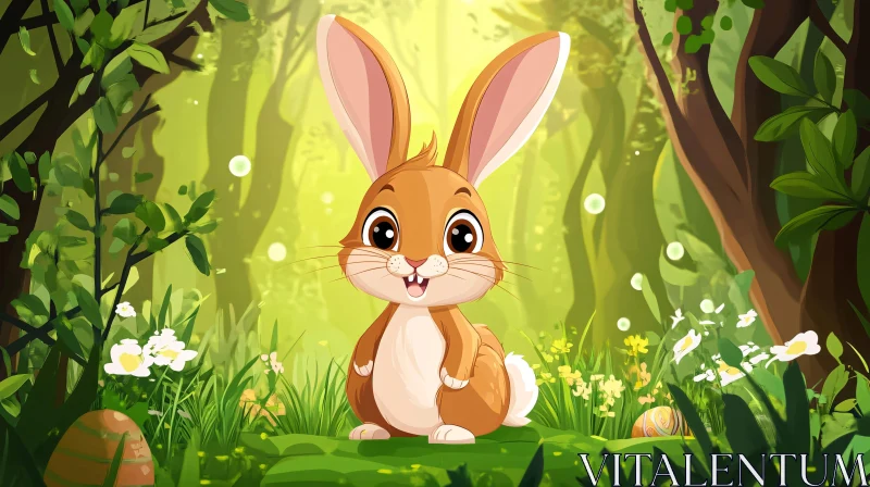 AI ART Whimsical Rabbit in Forest Illustration