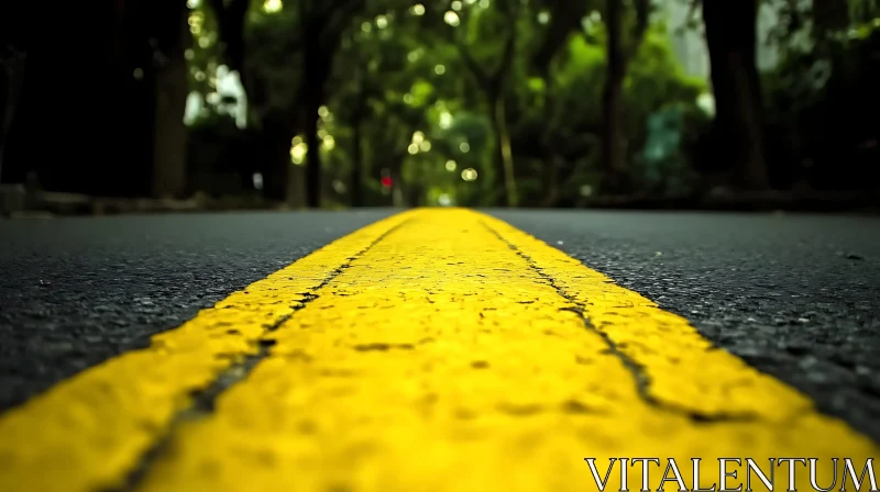 AI ART Asphalt Road With Yellow Line