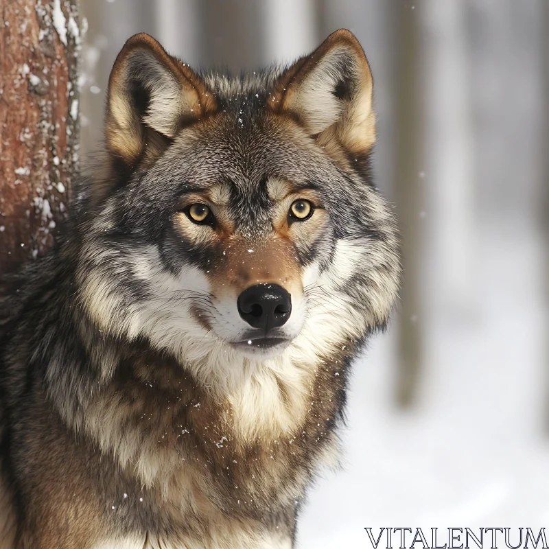 Winter Wolf Close-Up AI Image