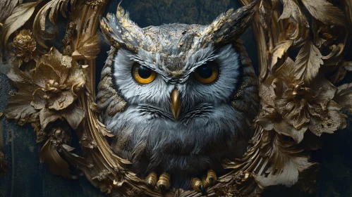 Ornate Golden Owl Artwork