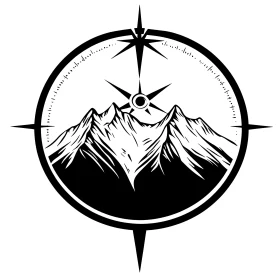 Monochrome Mountain Compass Design