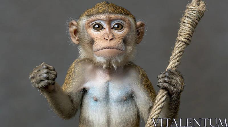 Monkey Portrait with Rope AI Image