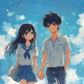 Young Anime Love Under Summer Sky