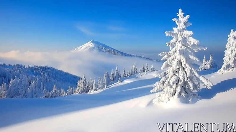 AI ART Winter Scenery with Snow-Covered Trees