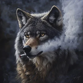 Smoking Wolf Artistic Close-Up