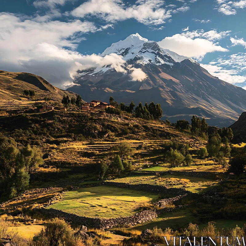 Snowy Mountain Peak in Andes Landscape AI Image