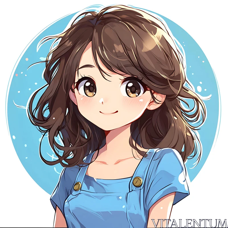 Illustration of a Smiling Anime Girl AI Image