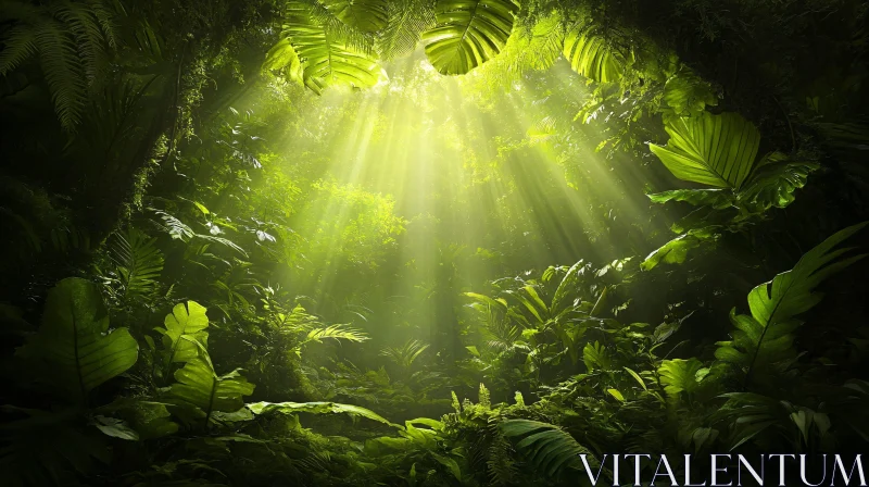 AI ART Sunlit Dense Forest with Greenery