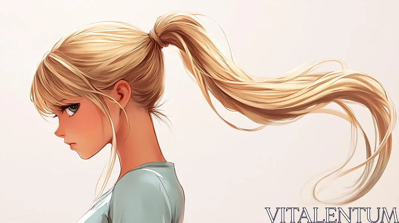 Blonde Anime Character in Side View AI Image