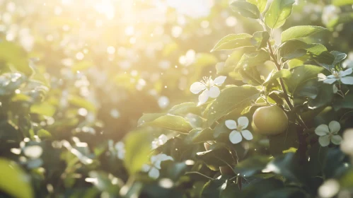 Golden Sunlight on Blooming Plant