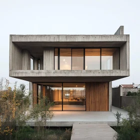 Contemporary Concrete House With Large Glass Windows