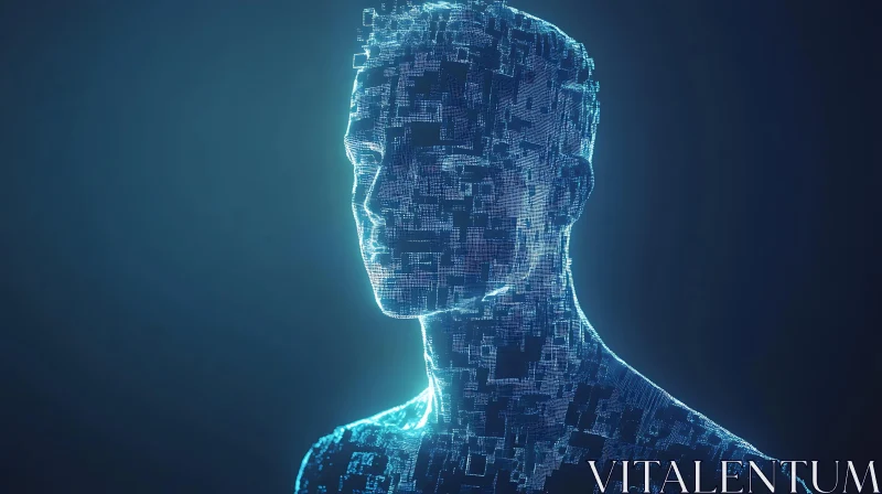 AI ART Digital Humanoid in Blue