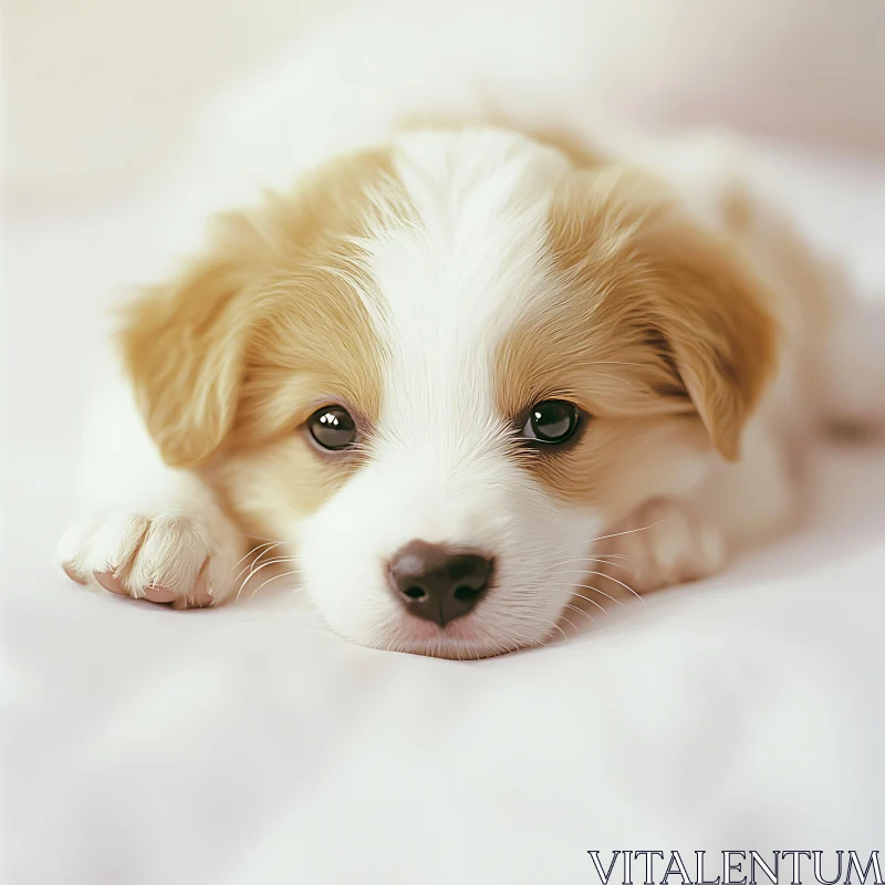 Cute Puppy Lying Down AI Image