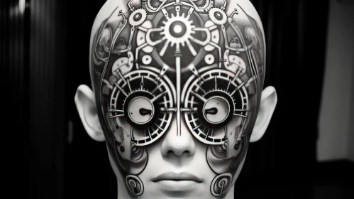 Mechanical Face Portrait: A Fusion of Body Art and Technology