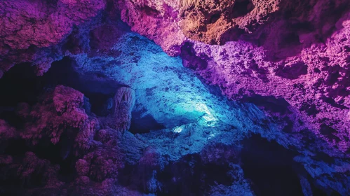 Magical Subterranean Cavern with Colorful Lights