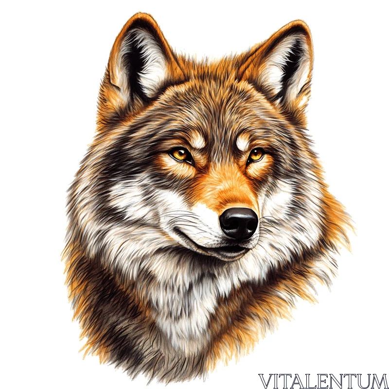 AI ART Artistic Wolf Head on White Background