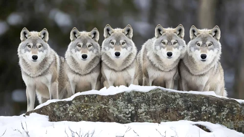 Wolves Pack in Snowy Wilderness