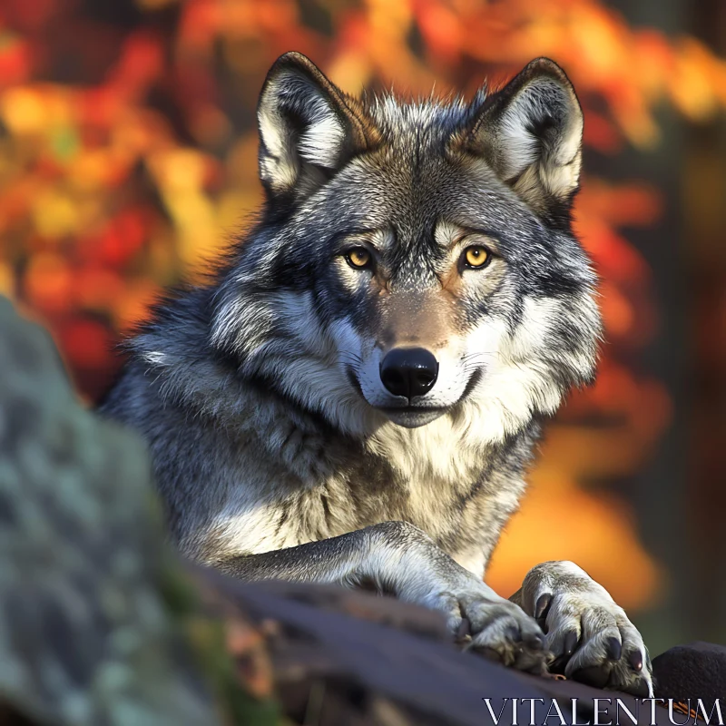 Gray Wolf in the Woods AI Image