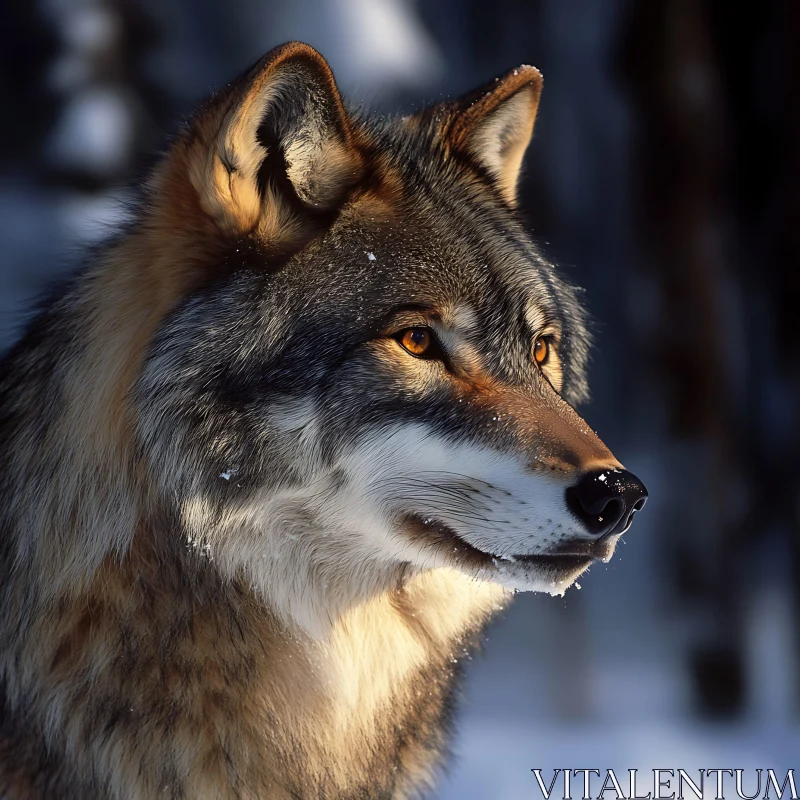 AI ART Winter Wolf Close-Up