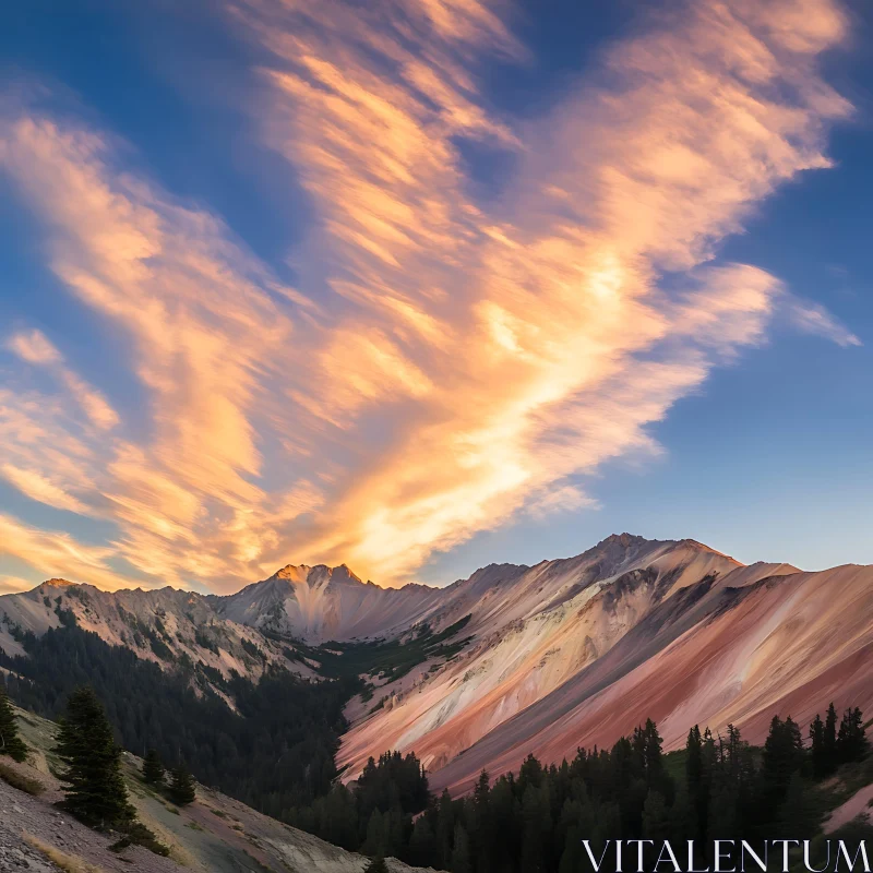 AI ART Sunset Over Mountain Peaks