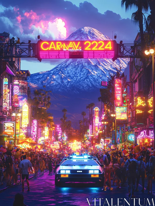 AI ART Neon Carnival in Futuristic City