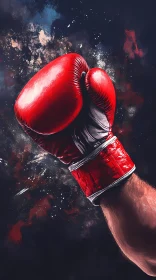 Powerful Red Boxing Glove - Impact Action AI Generated Image