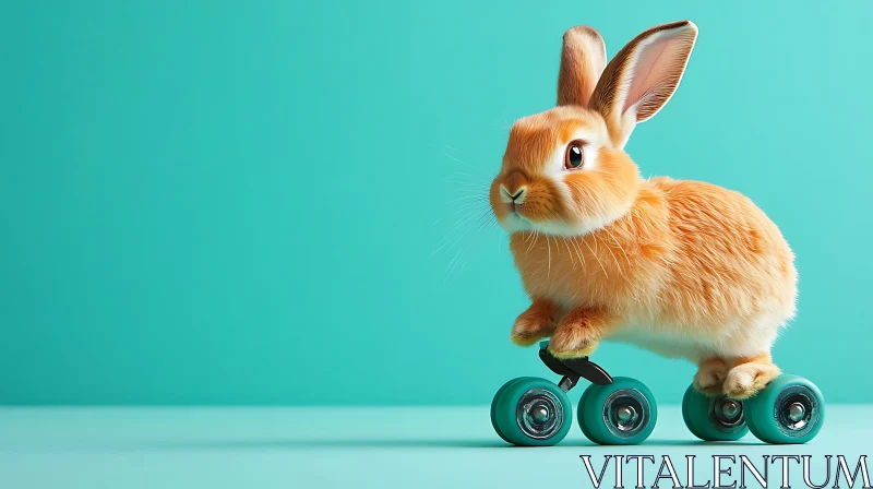 Orange Rabbit with Teal Wheels AI Image