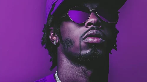 Purple Portrait of a Man with Shades