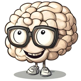 Animated Brain with Glasses and Shoes