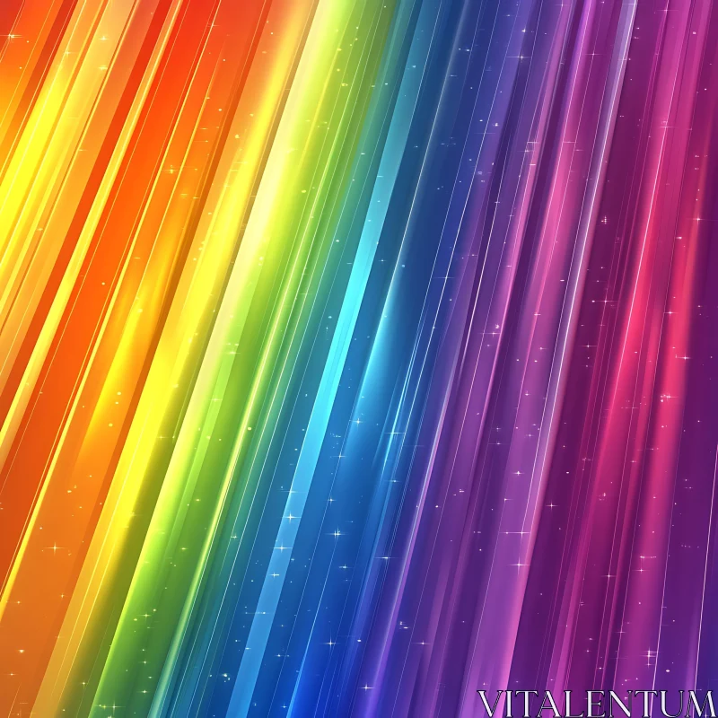 Rainbow Light Streaks Abstract Art AI Image