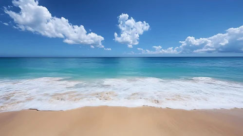 Calm Seascape with Waves and Clouds