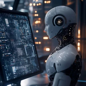 Futuristic Robot Interface with Digital Display