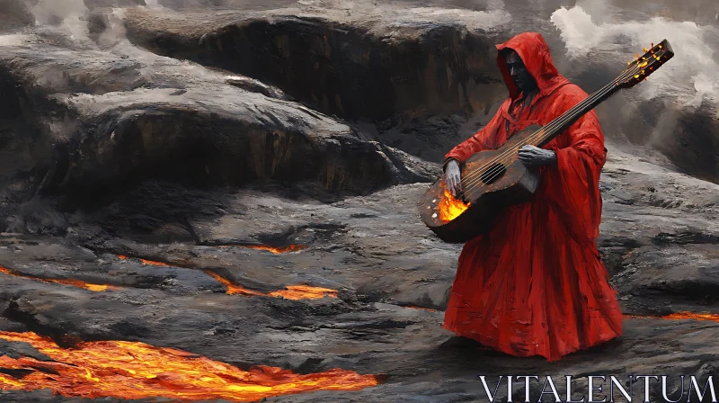 Lava Guitarist: A Fiery Performance Artwork AI Image