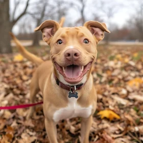 Joyful Dog in Fall Leaves